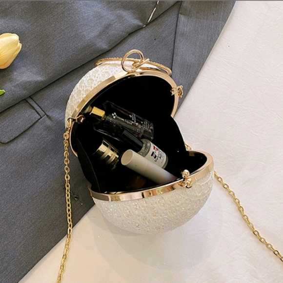 Black Glam Crystal Disco Ball Evening Cross Body/Shoulder Purse - Picture 2 of 7